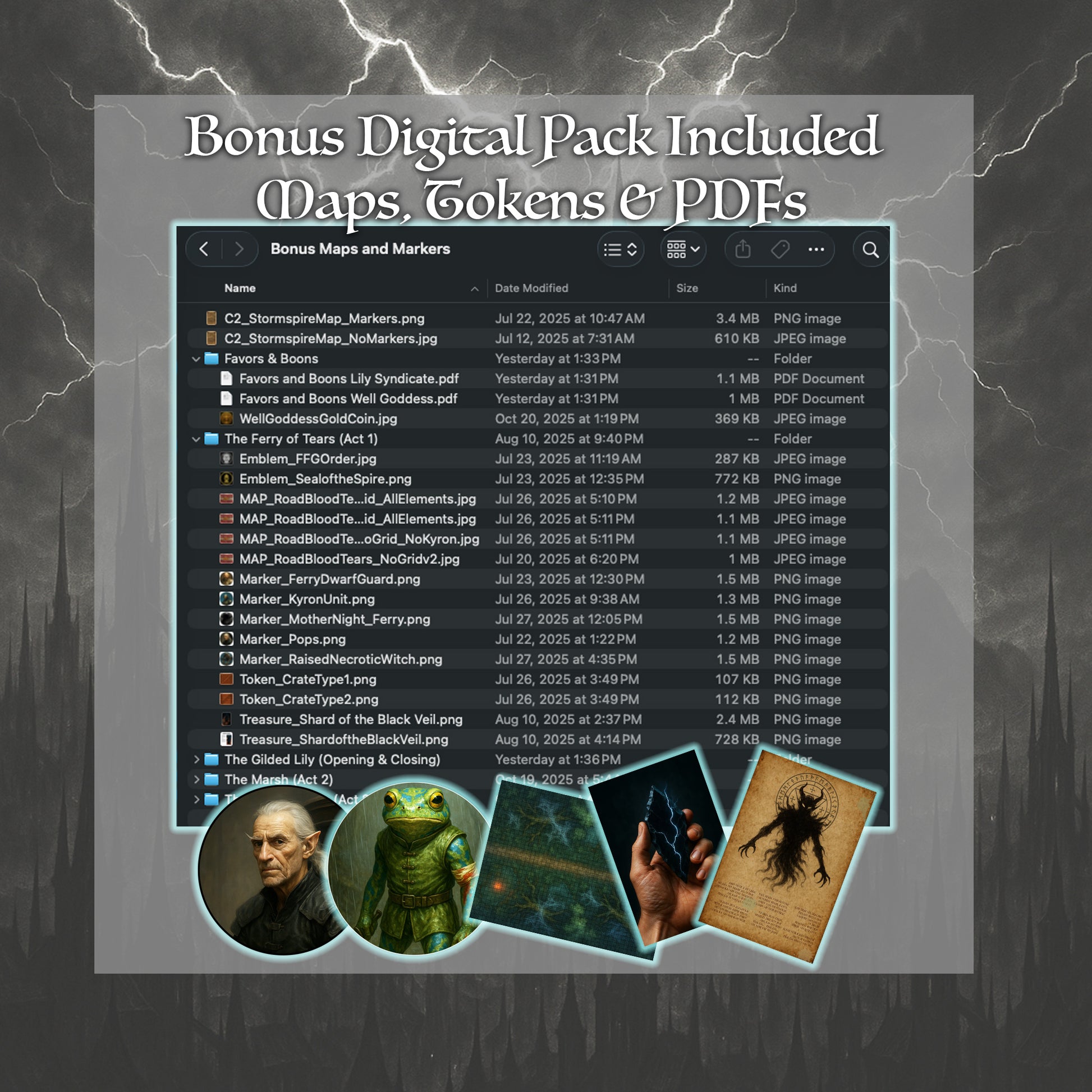 Bonus Digital Pack Included – Maps, Tokens & PDFs for Stormspire: Faces of the Goddess