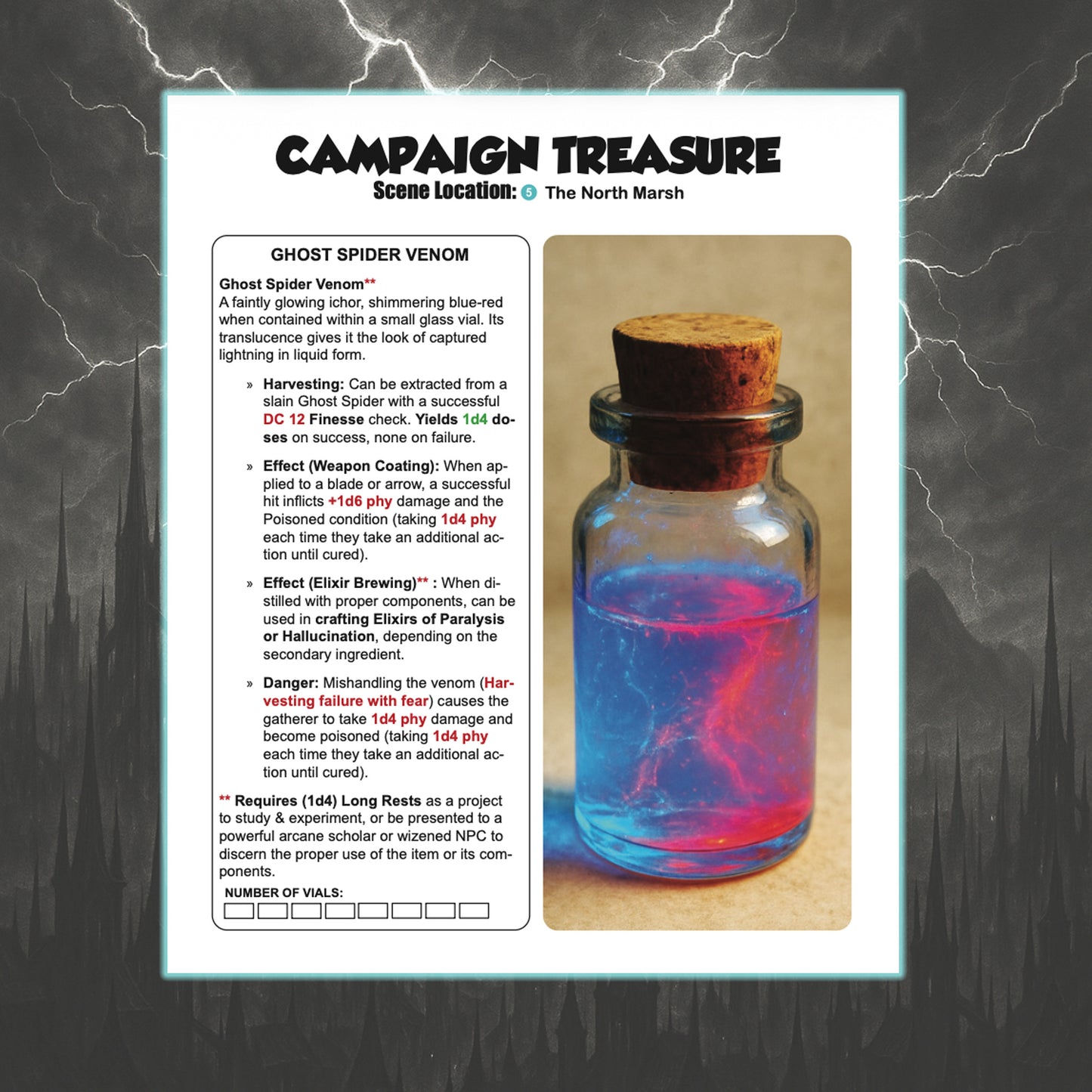 Printable player handout: Spider Venom note from Stormspire Campaign Two