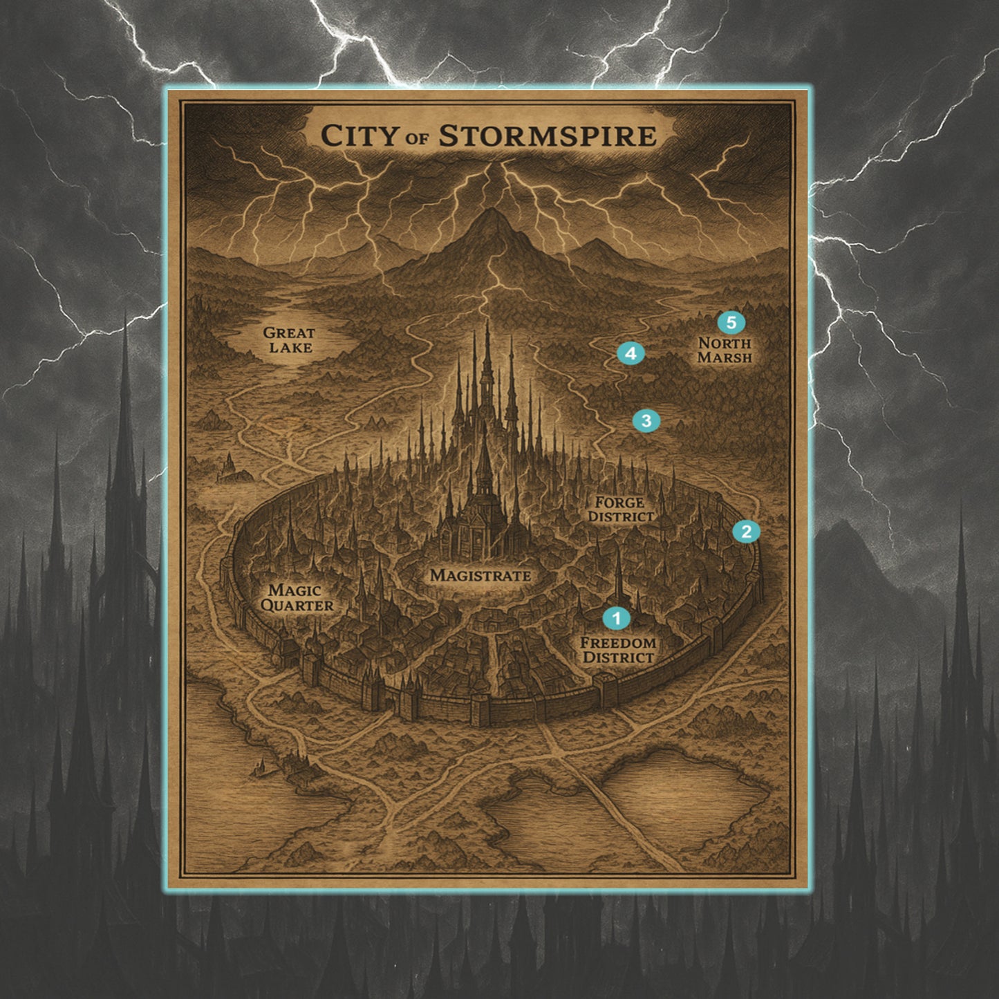 Stormspire: Faces of the Goddess – Map preview of the overall campaign