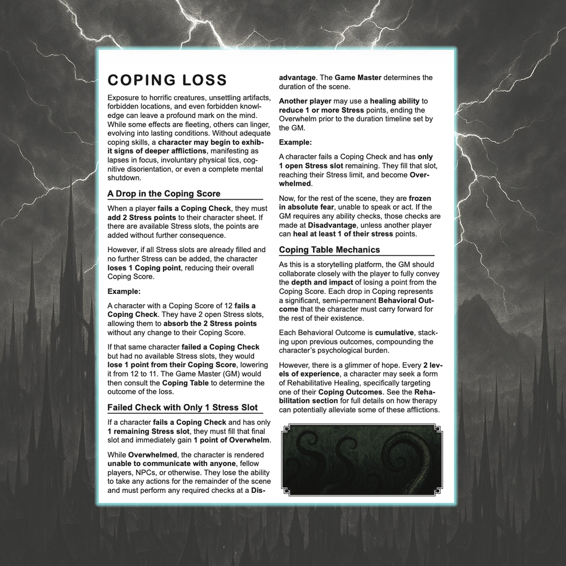 Interior page sample from Stormspire: Faces of the Goddess showing narrative layout